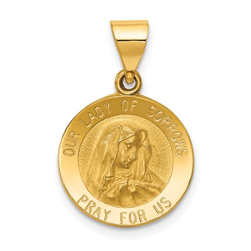 14k Gold Our Lady of Sorrows Medal Hollow Pendant 14k Gold Our Lady of Sorrows Medal Hollow Pendant