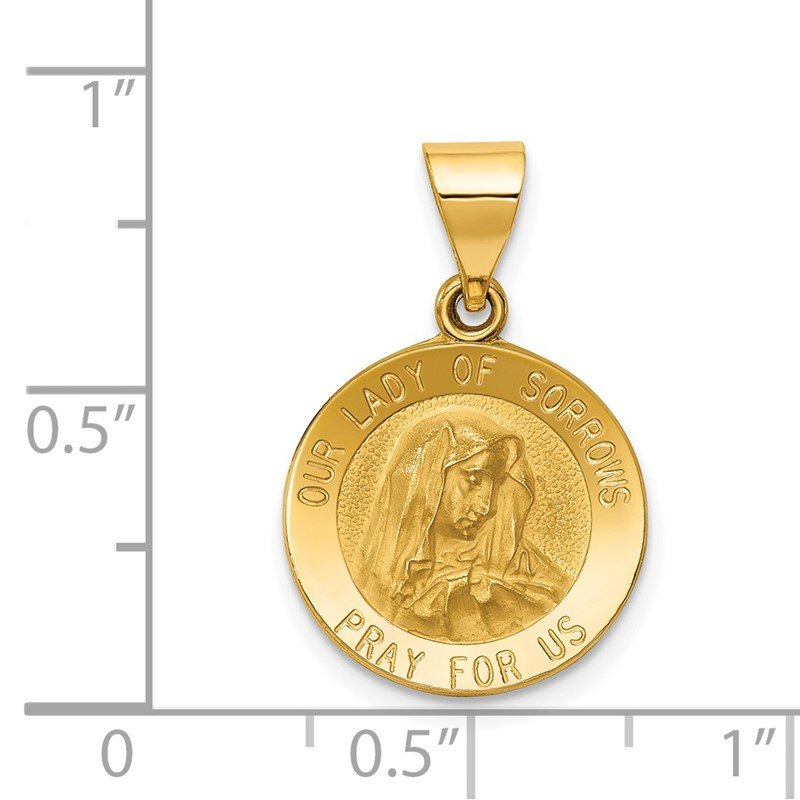 14k Gold Our Lady of Sorrows Medal Hollow Pendant 14k Gold Our Lady of Sorrows Medal Hollow Pendant