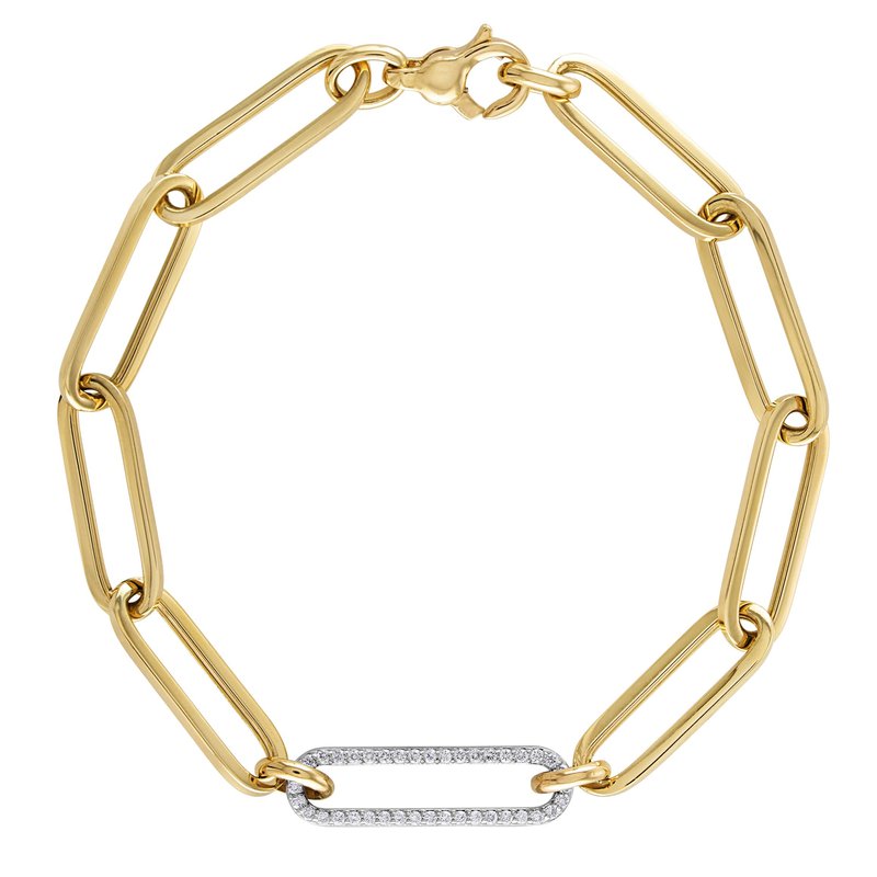 Large Gold Paperclip & Diamond Bracelet B362D1 - Rudolf