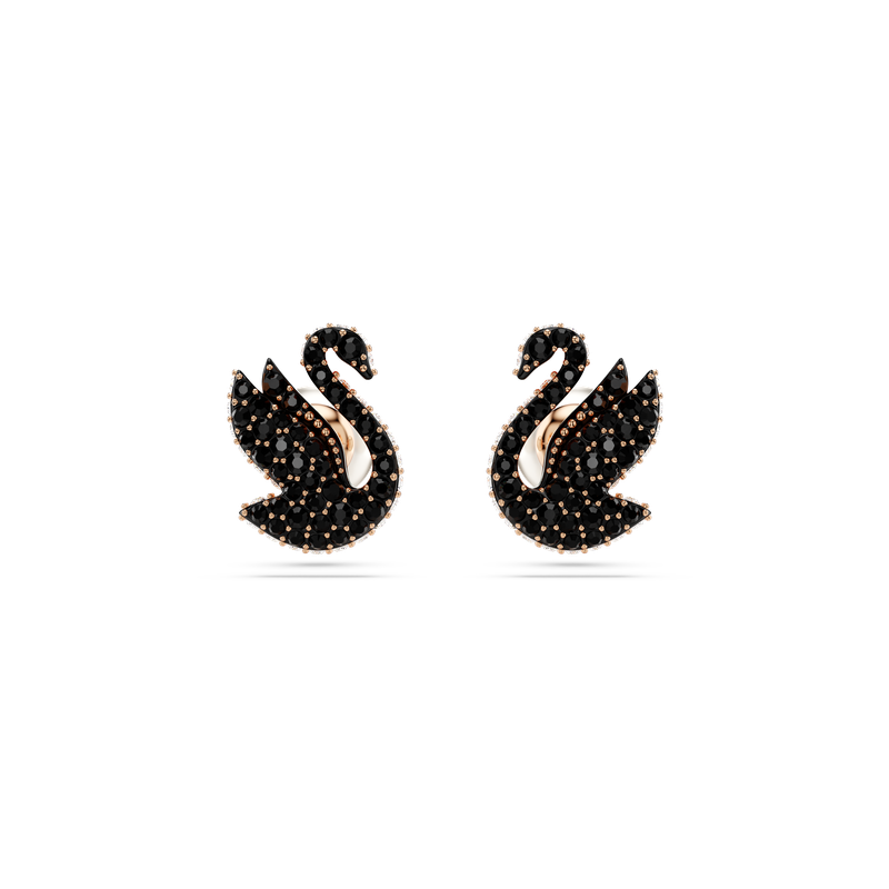 ピアス SWAROVSKI Swan black stud earrings 5684608 Swarovski Swan stud earrings, Crystal pearl, Swan, Black