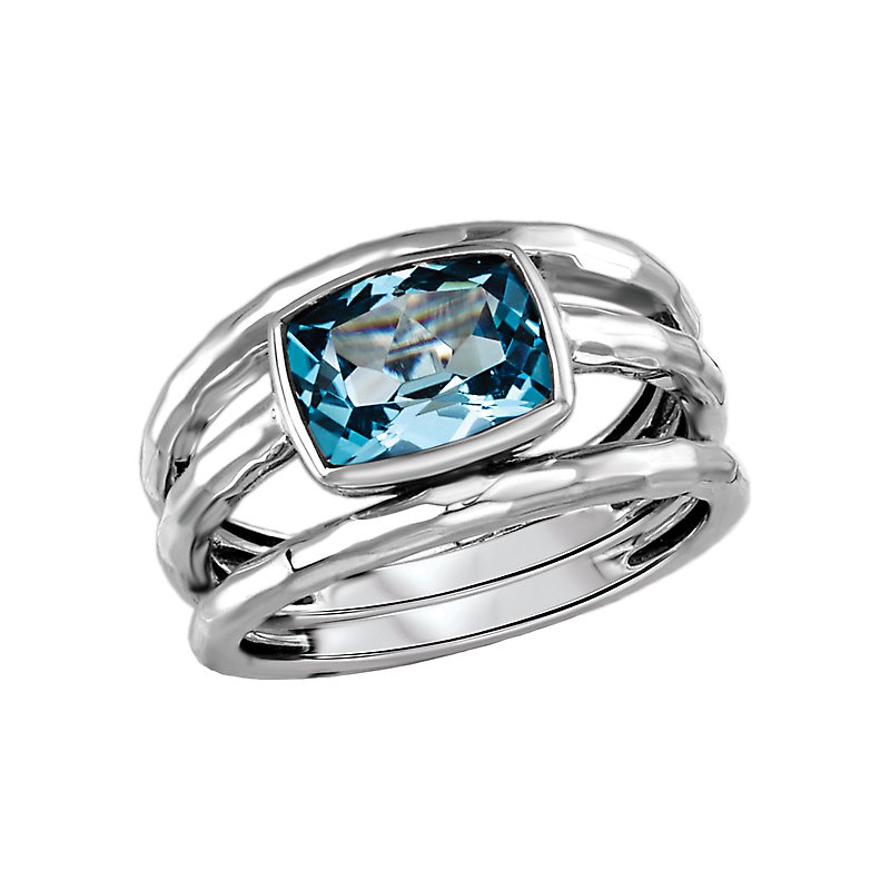 ☆TATIANA☆ Silver 925 Blue Sapphire Emerald Bezel RingCR048 Naszyjniki damskie Brosway