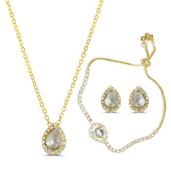 Vintage Teardrop Crystal 3-Piece Jewelry Set Z124-LN5355_SET