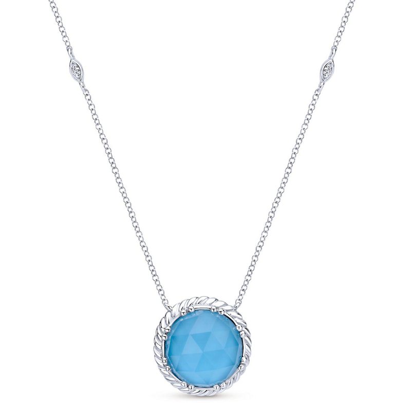 Gabriel Fashion 925 Sterling Silver Rock Crystal and Turquoise