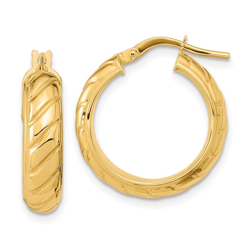 Quality Gold 14k Polished Fancy Hoops TF1074 - East