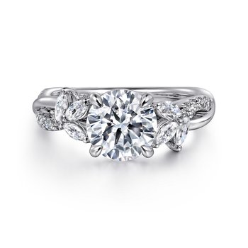 14K White Gold Twisted Round Diamond Engagement Ring ER16196R6W44JJ