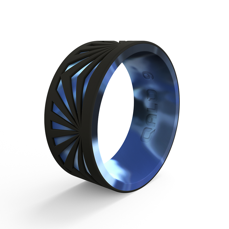 Qalo Men's Strata Black Artic Camo Sunrise Silicone Ring QS9-MVI