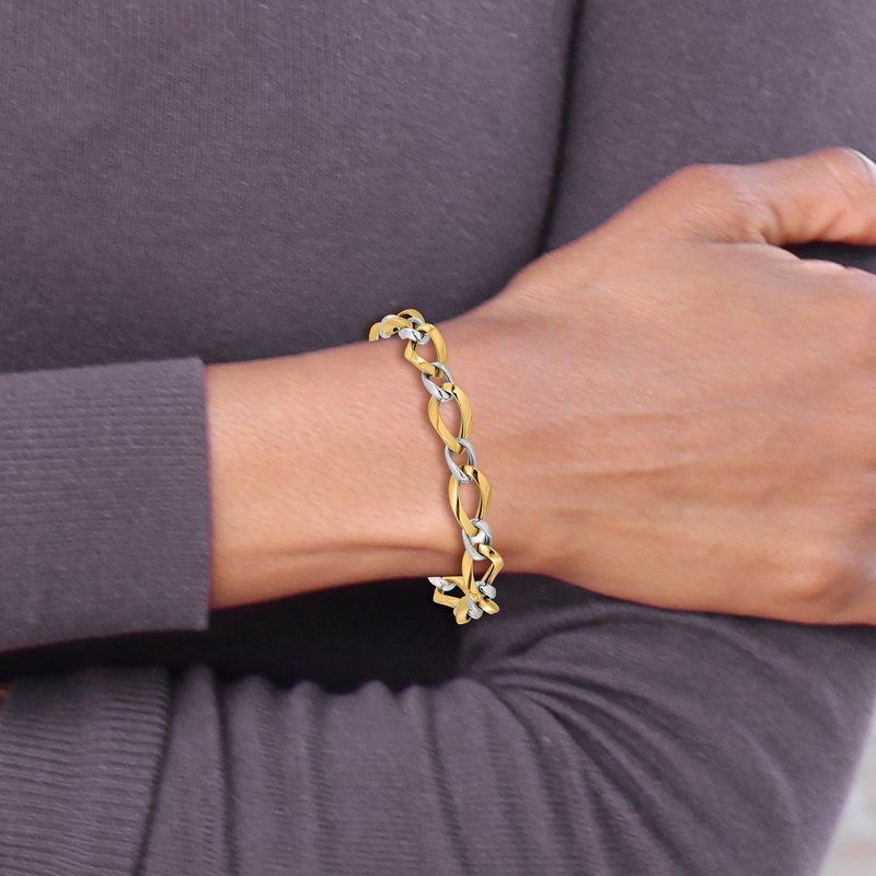 Leslie's 14K Two-tone Polished Fancy Link Bracelet LF888