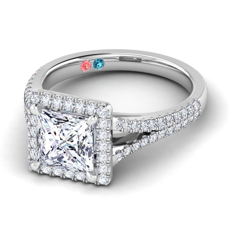 Smiling Rocks Lab Grown Diamond Halo Split Shank Ring SRR-01206WHT