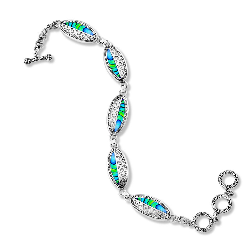 Sterling top silver abalone link bracelet