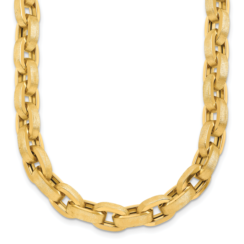 Herco 18K Polished and Brushed Fancy Cable Link Necklace