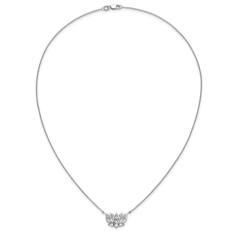 14k White Gold Diamond Lotus Flower Necklace 14k White Gold Diamond Lotus Flower Necklace