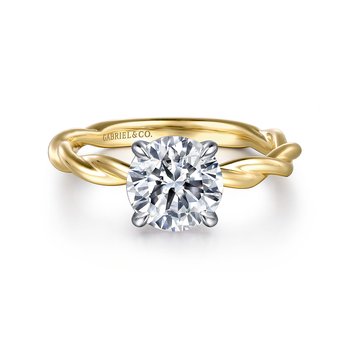 14K White-Yellow Gold Twisted Round Diamond Engagement Ring ER16188R6M4JJJ