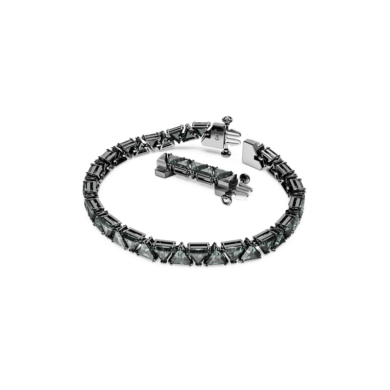 Swarovski Matrix bracelet, Triangle cut, Black, Ruthenium Swarovski Matrix bracelet, Triangle cut, Black, Ruthenium