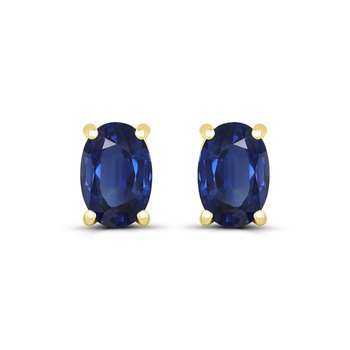 14K Yellow Gold Blue Sapphire Birthstone Earrings E12645SBY4