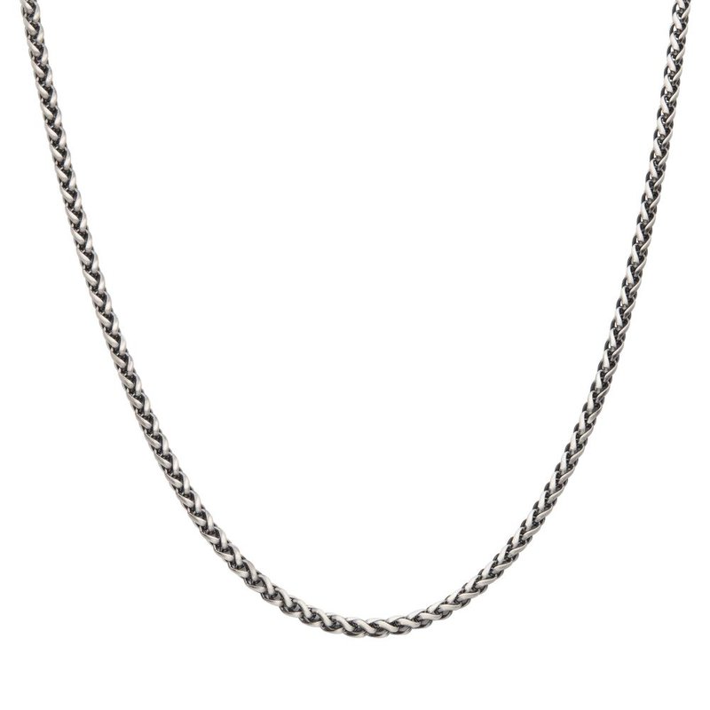 INOX Jewelry 4mm 925 Italy Silver Black Rhodium Plated Brushed