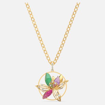 Swarovski Shine Wave Pendant, Light factory multi-colored, Gold-tone plated