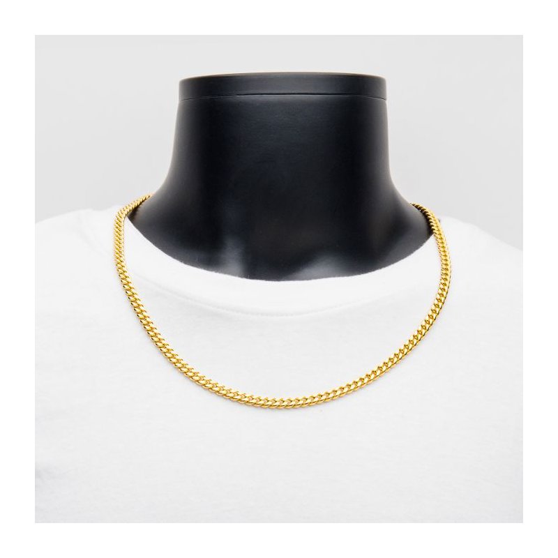 INOX Jewelry 6mm 18Kt Gold IP Miami Cuban Chain Necklace with CNC