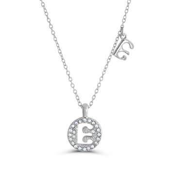 Silvertone Sparkly Hollow E Pendant Z124-LN5496E