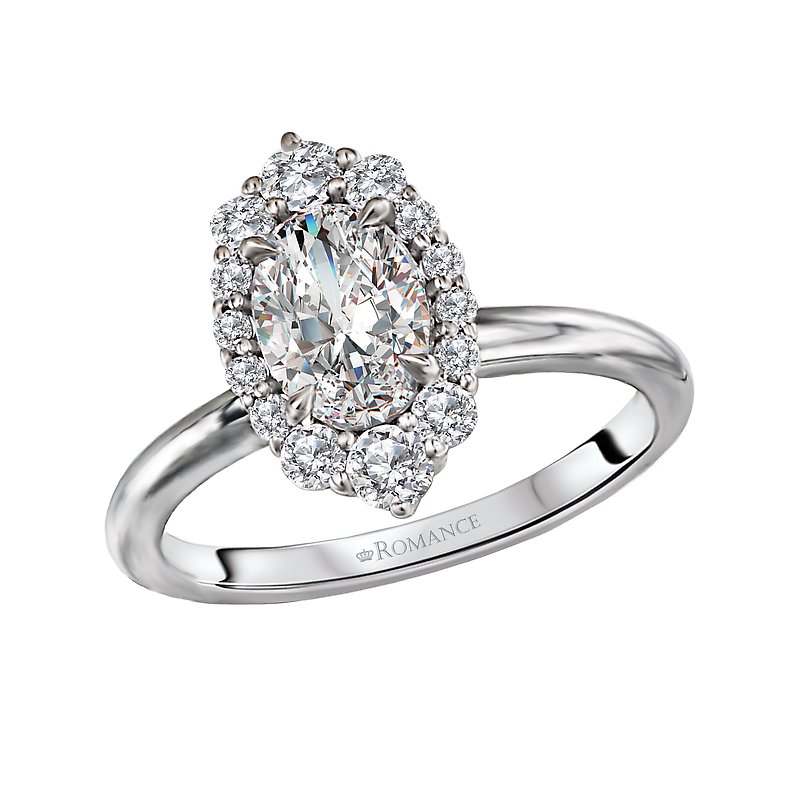 ホメオパシー ルネサンス Halo Diamond Semi-Mount Engagement Ring 160118-OV100 - Romance
