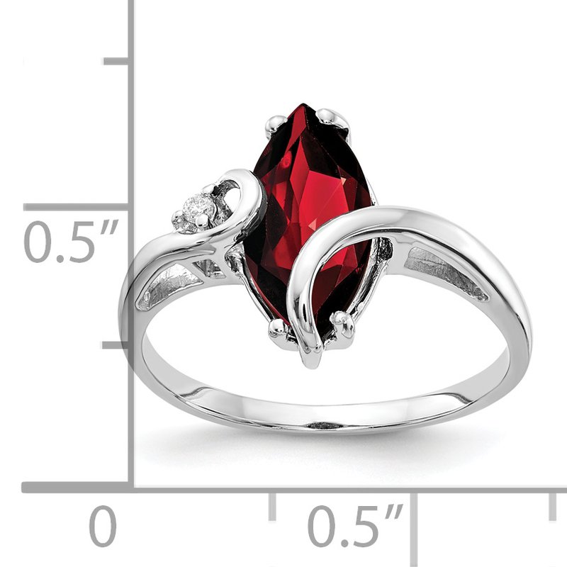 14k White Gold 12x6mm Marquise Garnet and Diamond Ring