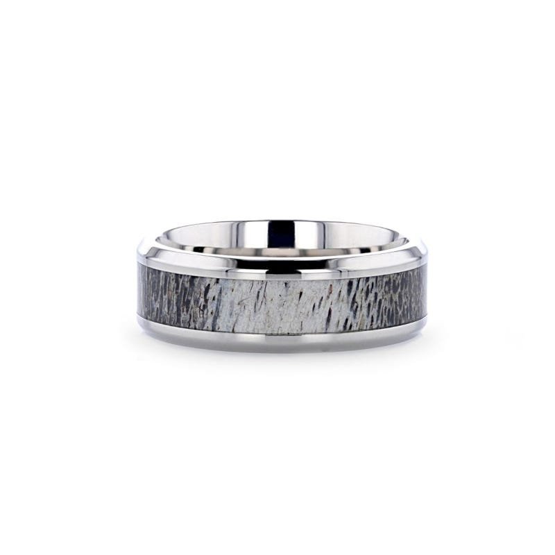 Thorsten CAIBOU Titanium Men's Wedding Band with Ombre Deer Antler Inlay - 8mm Thorsten CAIBOU Titanium Men's Wedding Band with Ombre Deer Antler Inlay - 8mm