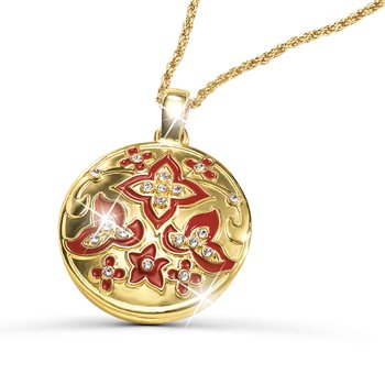 Floral Themed Pendant Magnifier with Swarovski Crystals T494-TY5515