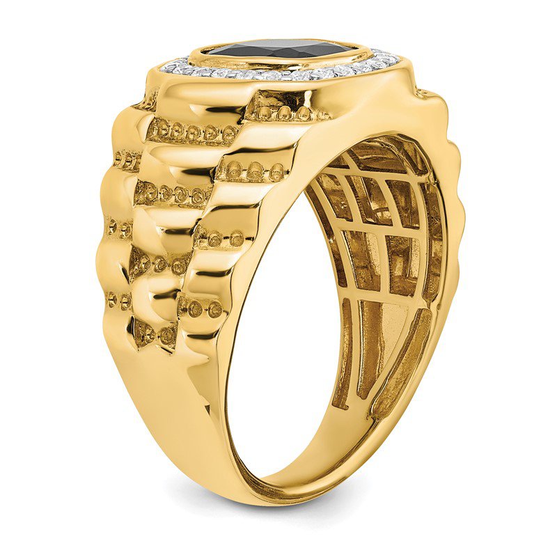 Quality Gold 14K Lab Grown VS/SI FGH Dia and Onyx Textured Quality Gold 14K Lab Grown VS/SI FGH Dia and Onyx Textured