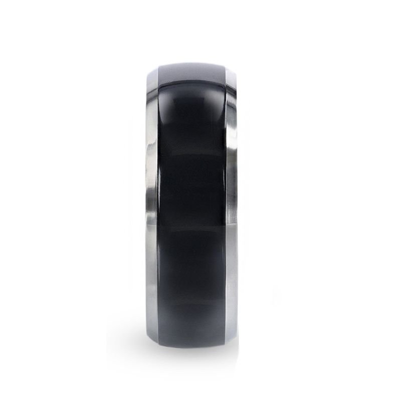 Thorsten SALEEN Domed Polished Finish Black Titanium Men's Wedding Ring With Beveled Polished Edges - 8mm Thorsten SALEEN Domed Polished Finish Black Titanium Men's Wedding Ring With Beveled Polished Edges - 8mm