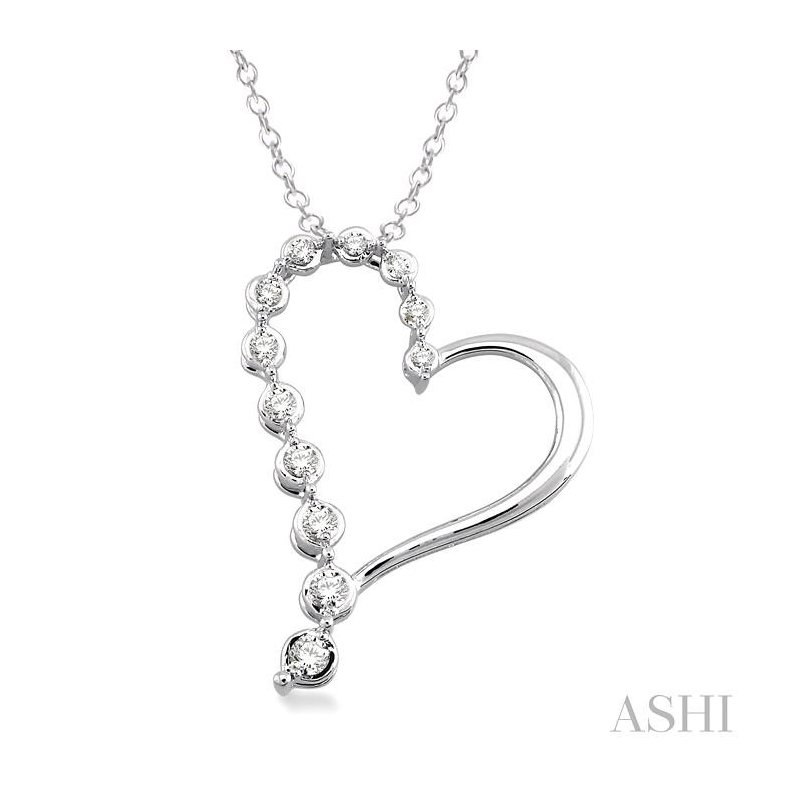 ASHI Silver Heart Shape Journey Diamond Fashion Pendant