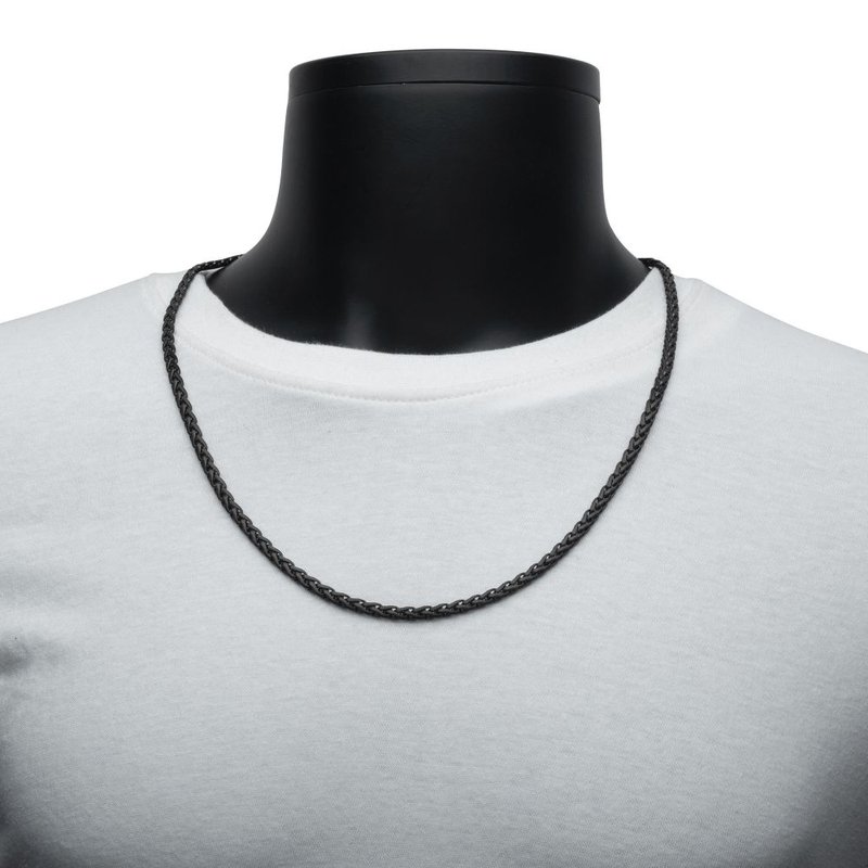 INOX Jewelry 5mm Matte Finish Black IP Stainless Steel Spiga Chain