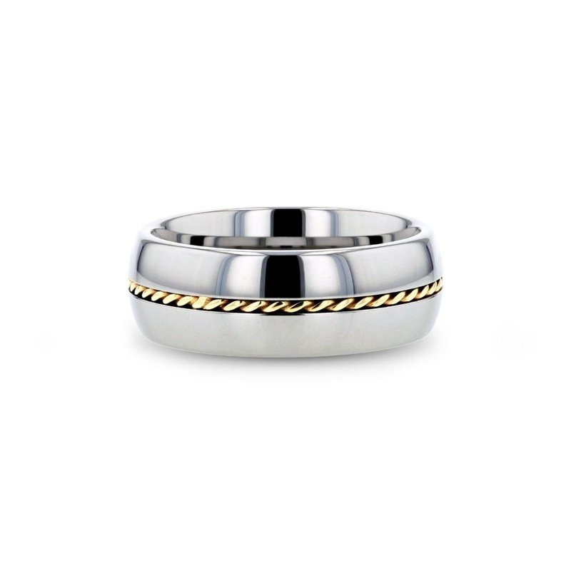 Thorsten GOLDWYN Braided 14k Gold Inlay Domed Tungsten Ring - 6mm or 8mm Thorsten GOLDWYN Braided 14k Gold Inlay Domed Tungsten Ring - 6mm or 8mm