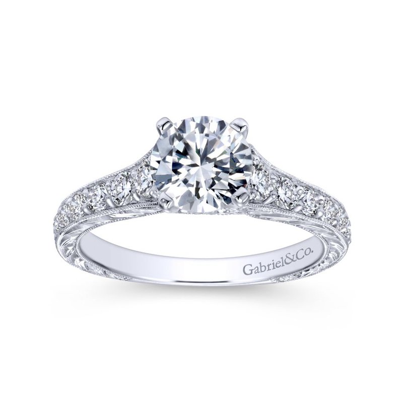 Gabriel Bridal Vintage 14k White Gold Round Victorian