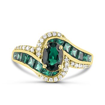 14K Yellow Gold Emerald and Diamond 0.150cts Ring R12805EM6Y4