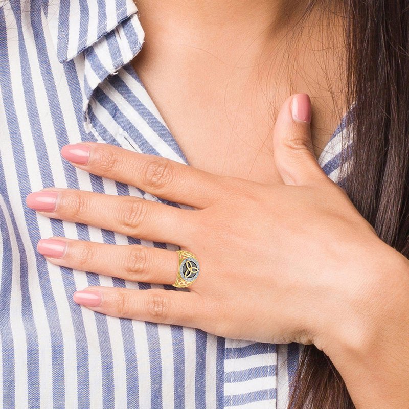 14k Gold and Rhodium Onyx Diamond Trinity Ring 14k Gold and Rhodium Onyx Diamond Trinity Ring