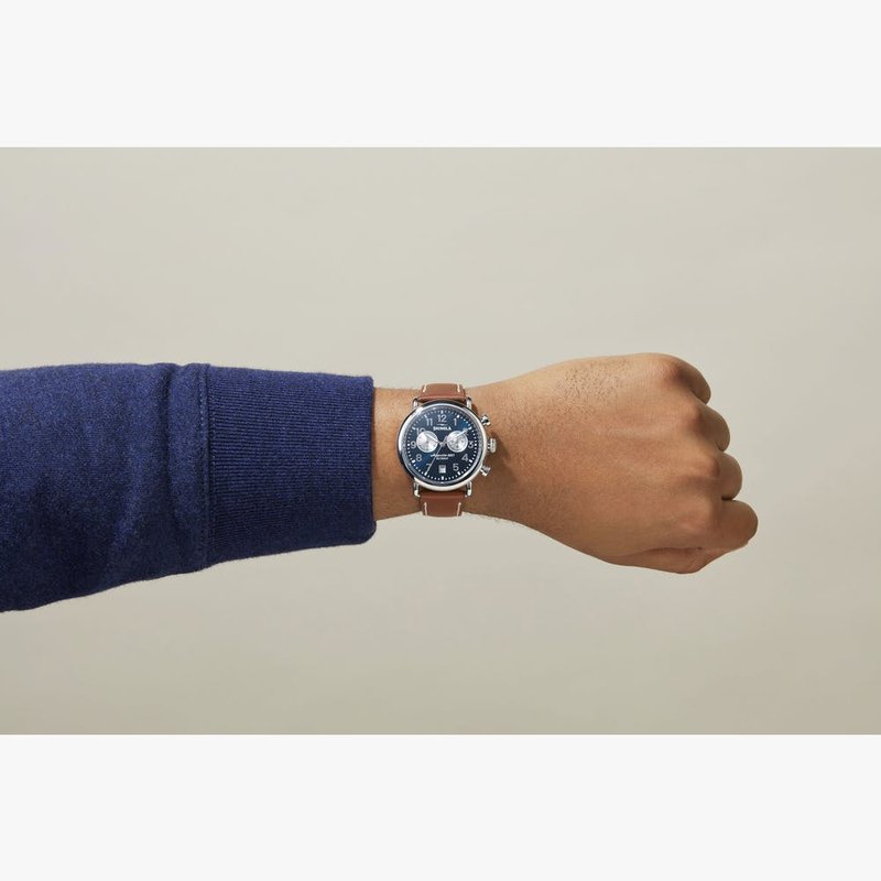 Shinola Watch: Runwell 2 Eye Chrono 41mm, Tan Leather Strap Shinola Watch: Runwell 2 Eye Chrono 41mm, Tan Leather Strap
