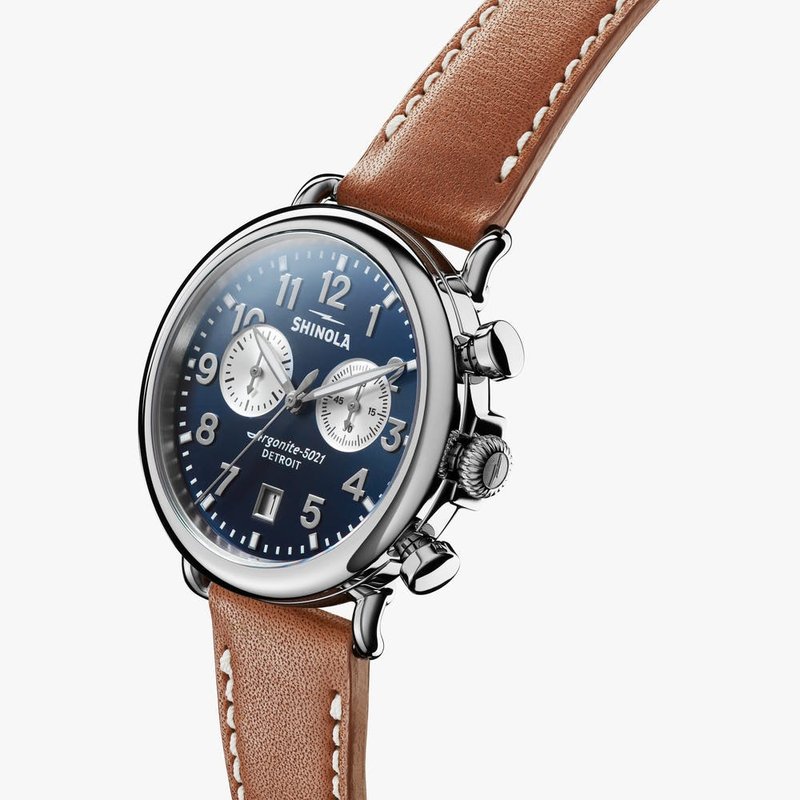 Shinola Watch: Runwell 2 Eye Chrono 41mm, Tan Leather Strap Shinola Watch: Runwell 2 Eye Chrono 41mm, Tan Leather Strap
