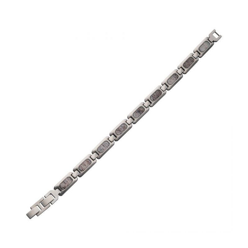 INOX Jewelry Matte Finish Stainless Steel Deer Antler Inlay Link