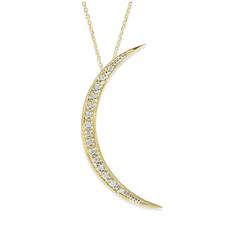 14k White Gold Crescent Moon Pendant Necklace