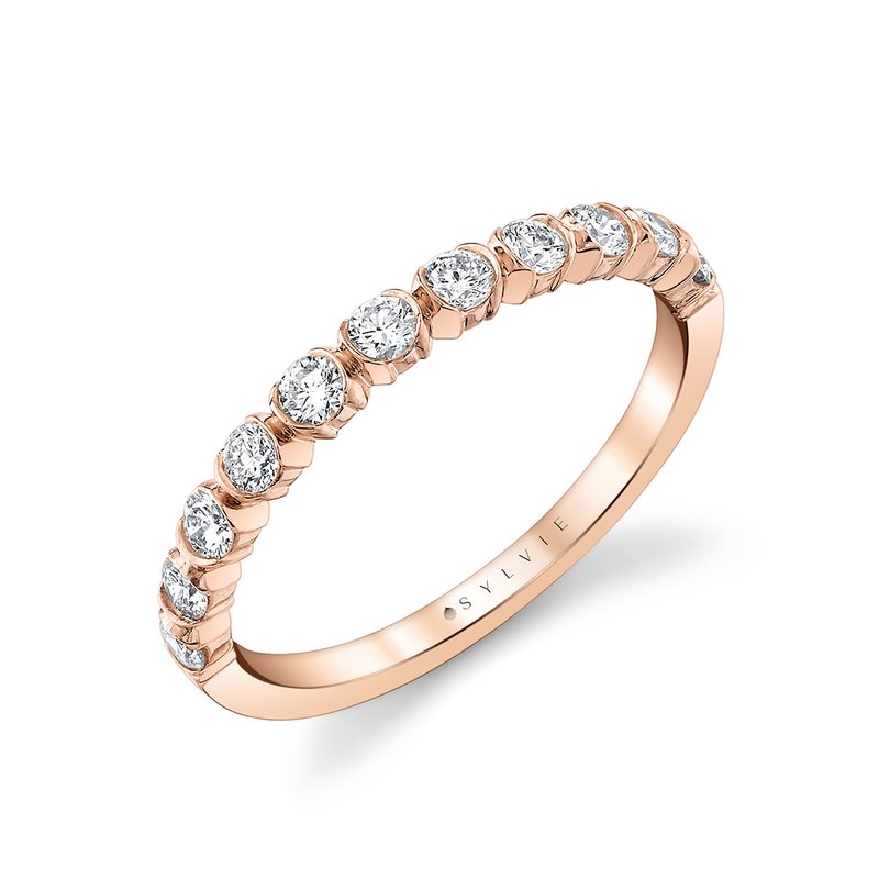 Sylvie Classic Half Bezel Wedding Ring - Teddi BS2359-044A4W