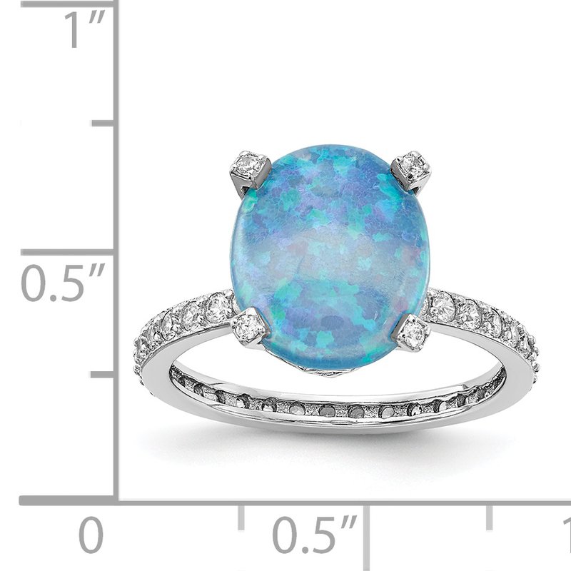 Cheryl M Sterling Silver Lab Created Blue Opal Ring Cheryl M Sterling Silver Lab Created Blue Opal Ring