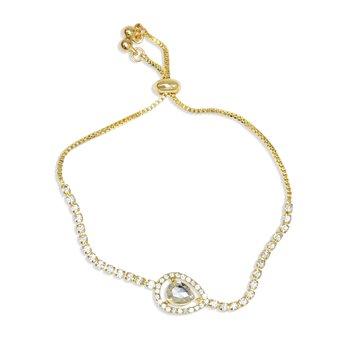 Vintage Adjustable Teardrop Crystal Bracelet Z124-LN5355_BR