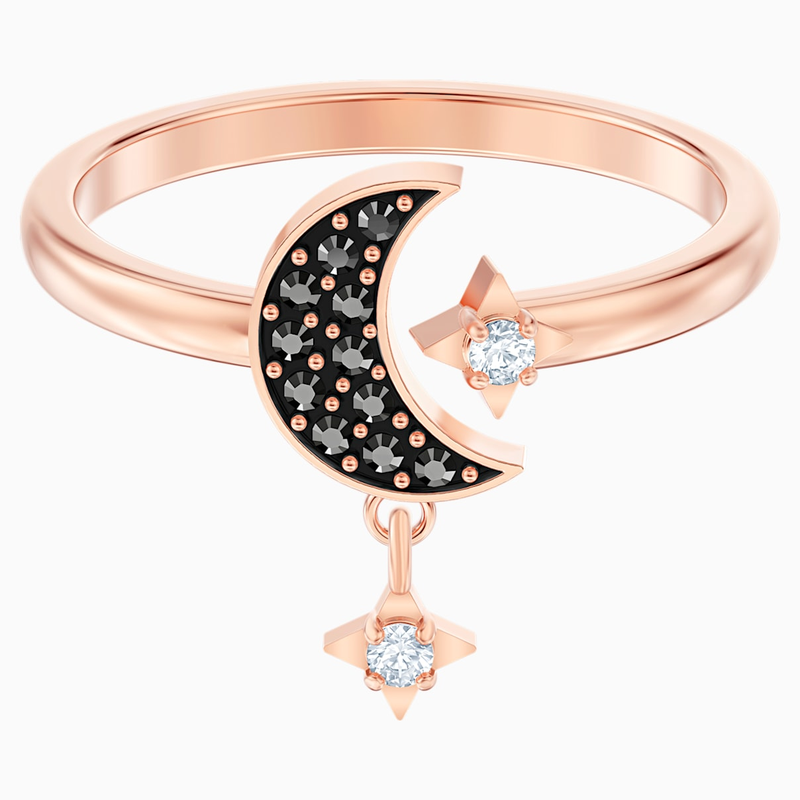 Swarovski Swarovski Symbolic Moon Motif Ring, Black, Rose-gold tone plated 5429735 - Bradley Gough Diamonds Swarovski Swarovski Symbolic Moon Motif Ring, Black, Rose-gold tone plated 5429735 - Bradley Gough Diamonds