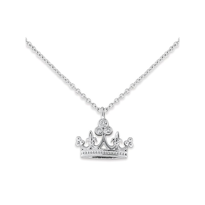 KC Designs Diamond Crown Necklace in 14k White Gold with 3 Diamonds weighing .05ct tw. N1311 - Gemsetter & Company KC Designs Diamond Crown Necklace in 14k White Gold with 3 Diamonds weighing .05ct tw. N1311 - Gemsetter & Company
