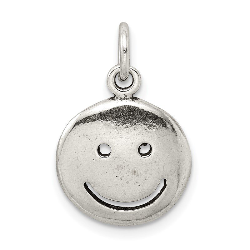 Smiley Face Charm Antiqued Sterling Silver Smiley Face Charm Antiqued Sterling Silver