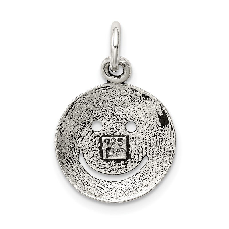 Smiley Face Charm Antiqued Sterling Silver Smiley Face Charm Antiqued Sterling Silver