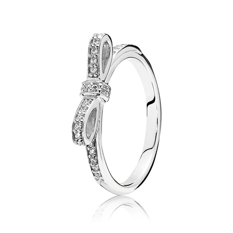 PANDORA Sparkling Bow Stackable Ring, Clear Cz 190906CZ