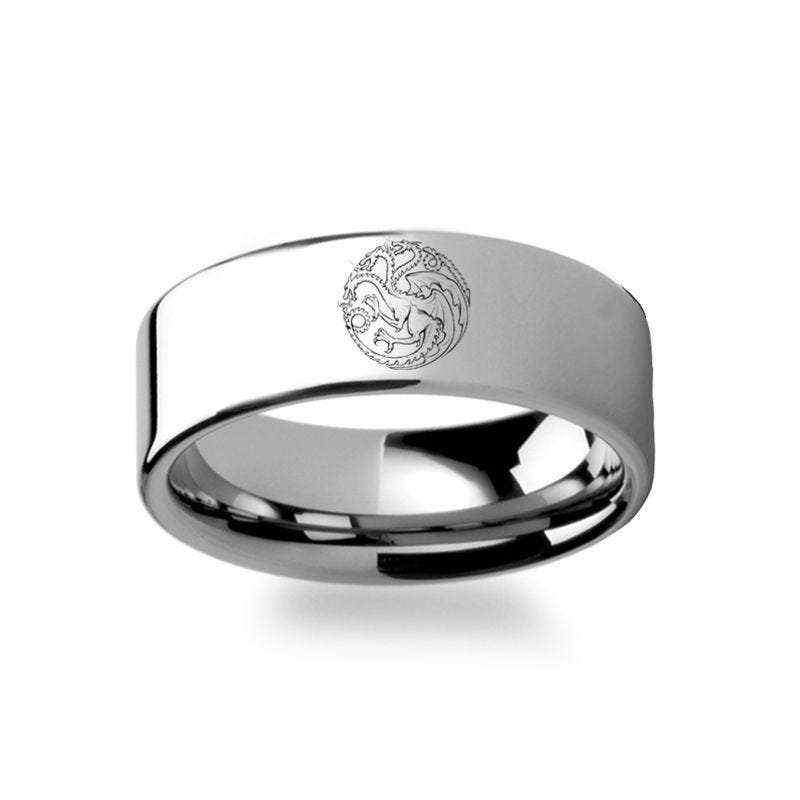 Thorsten Game of Thrones Noble Houses Sigil Engraving Tungsten Ring - 2mm - 12mm Thorsten Game of Thrones Noble Houses Sigil Engraving Tungsten Ring - 2mm - 12mm