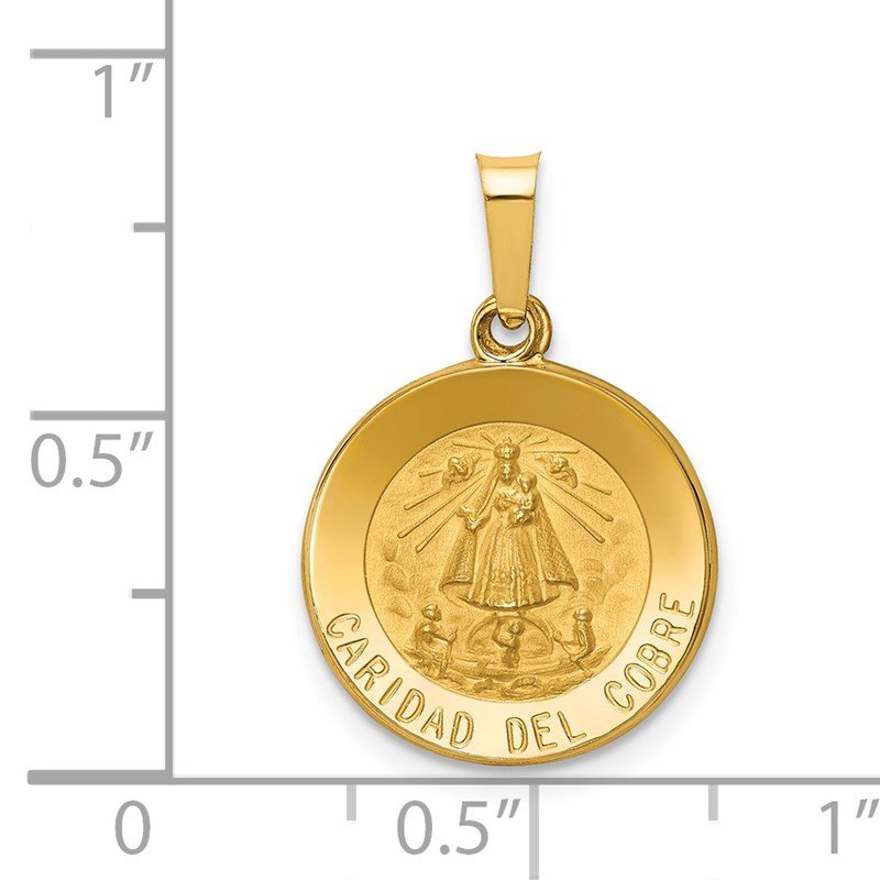 14k Gold Caridad Del Cobre Medal Hollow Pendant 14k Gold Caridad Del Cobre Medal Hollow Pendant
