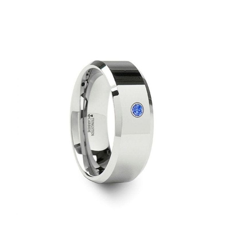 Thorsten KENSINGTON Beveled Blue Diamond Tungsten Wedding Band - 6mm & 8mm Thorsten KENSINGTON Beveled Blue Diamond Tungsten Wedding Band - 6mm & 8mm
