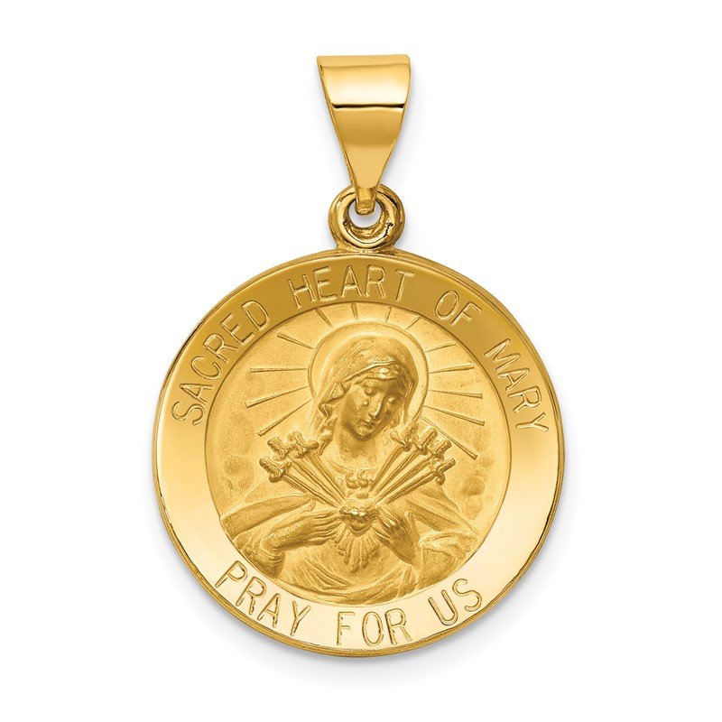 14k Gold Sacred Heart of Jesus Medal Hollow Pendant 14k Gold Sacred Heart of Jesus Medal Hollow Pendant